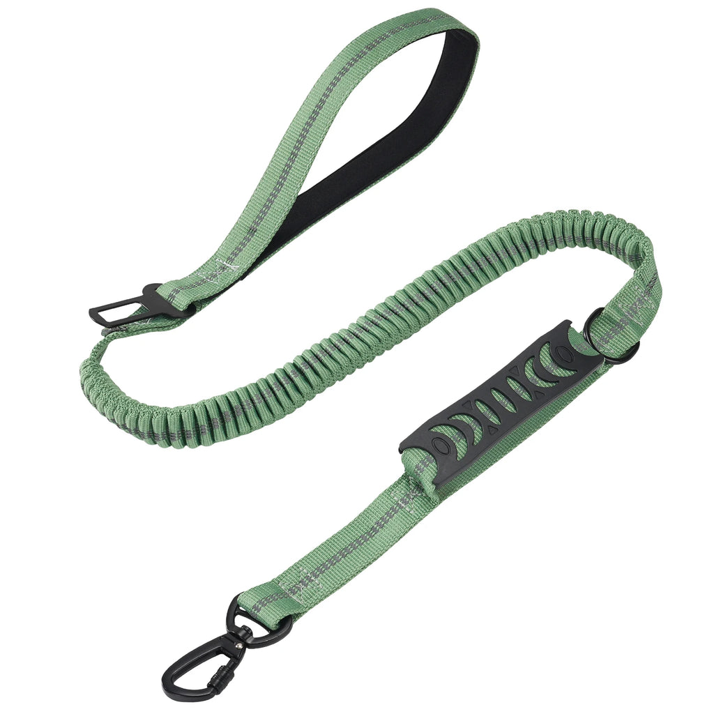 BaladeCanin™ | Laisse extensible avec attache  de sécurité adaptable aux clips de ceinture de voiture.