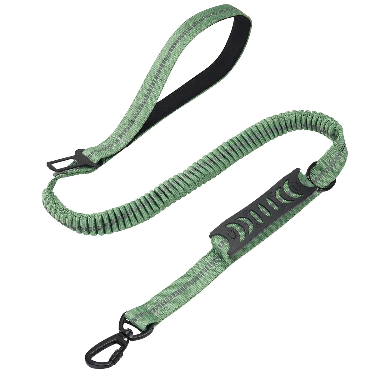 BaladeCanin™ | Laisse extensible avec attache  de sécurité adaptable aux clips de ceinture de voiture.