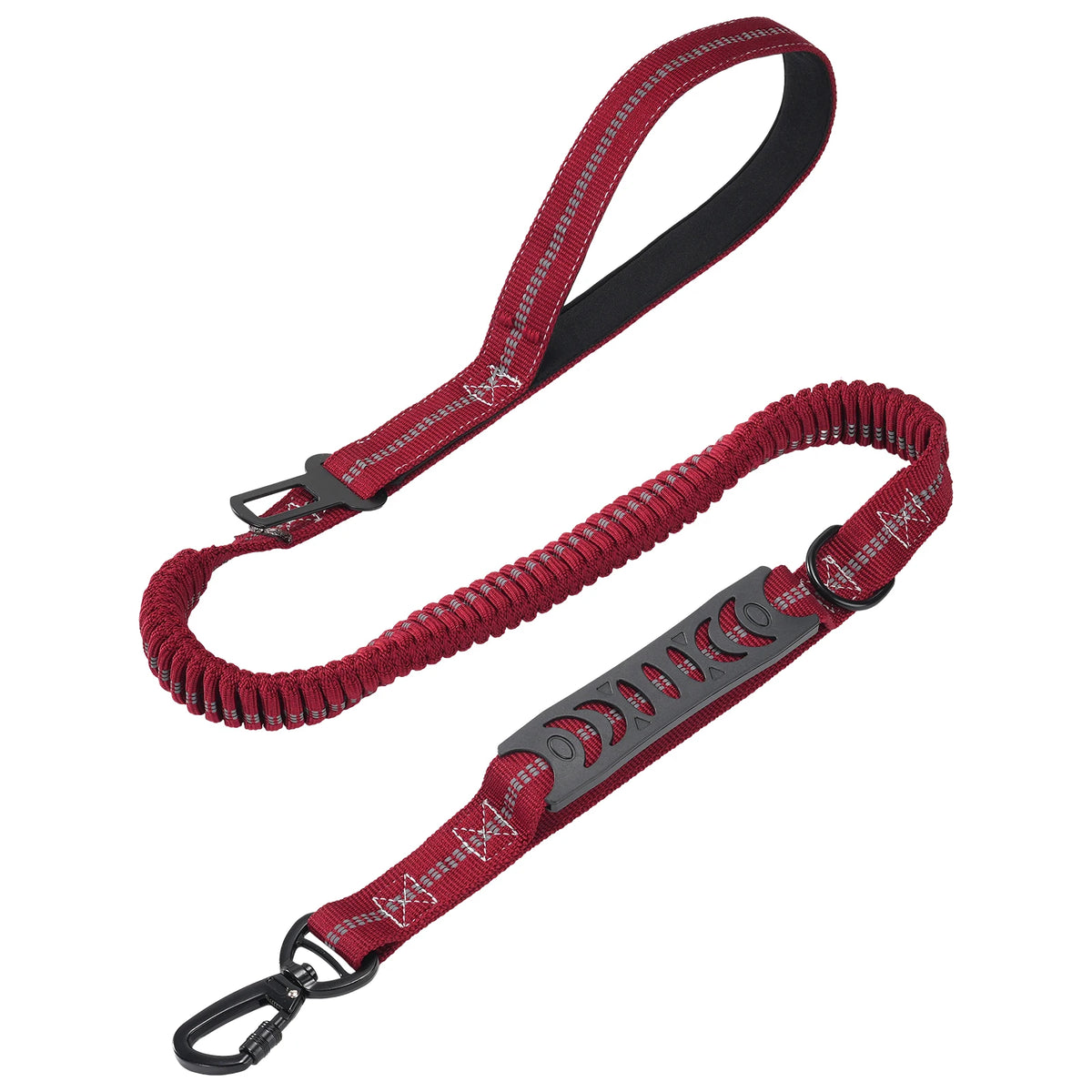 BaladeCanin™ | Laisse extensible avec attache  de sécurité adaptable aux clips de ceinture de voiture.